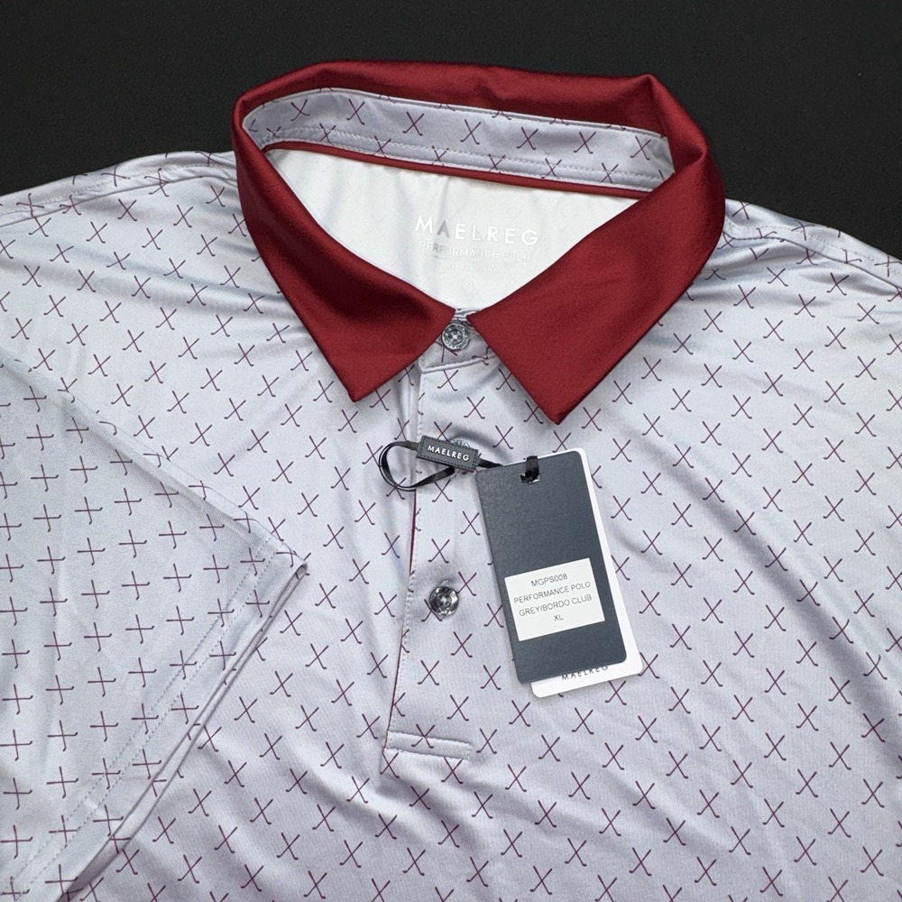 Maelreg Performance Golf Polo Shirt XL 4-Way Stretch UPF 30 NWT Gray
